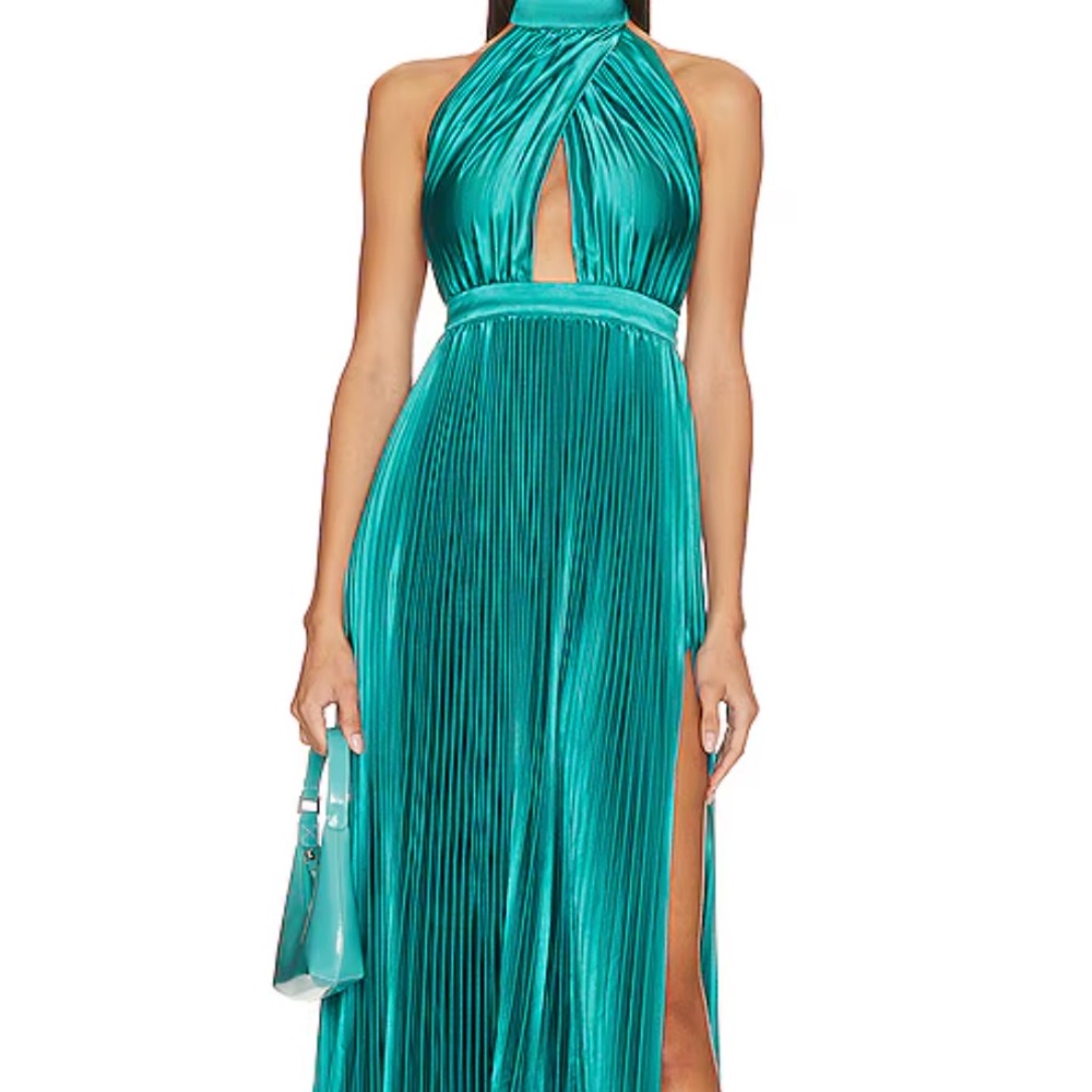 L'IDEE Renaissance Split Gown in Teal